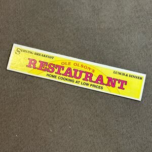 RARE Lincoln Logs Vintage Cardboard Sign Restaurant Ole Olson's  Yellow
